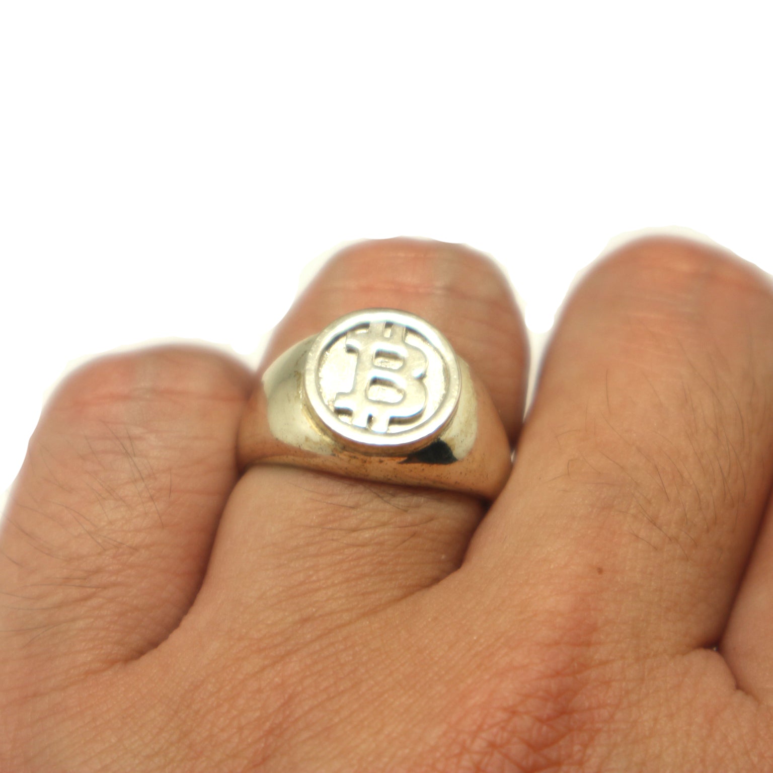 Silver Bitcoin Signet Ring | Handmado, 4 1/4