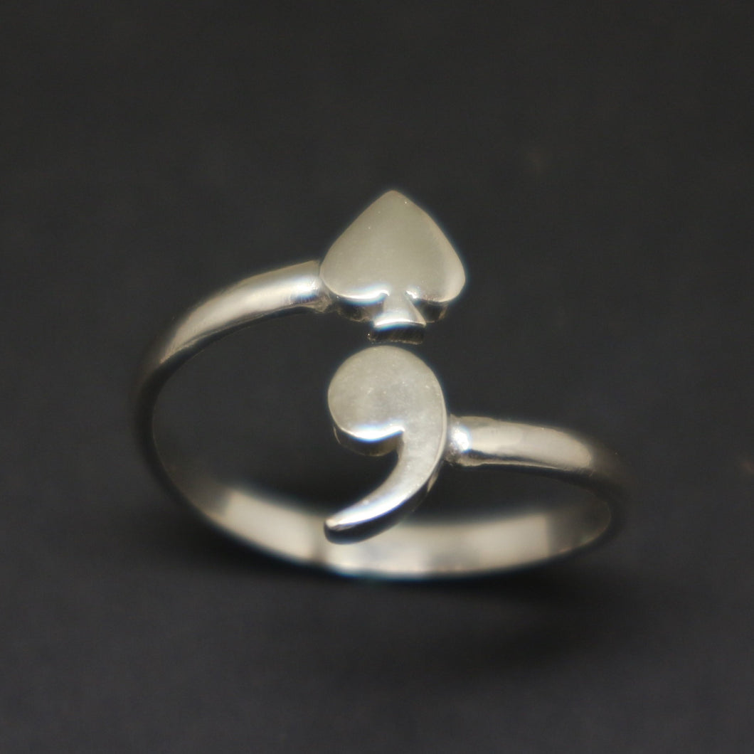 Ace of Spades Semicolon Ring