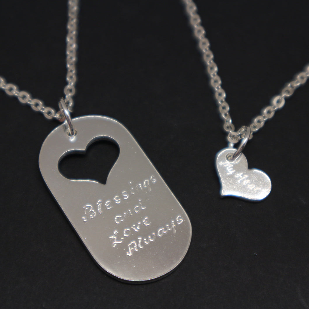 Dog Tag Father and Daughter Necklace Set