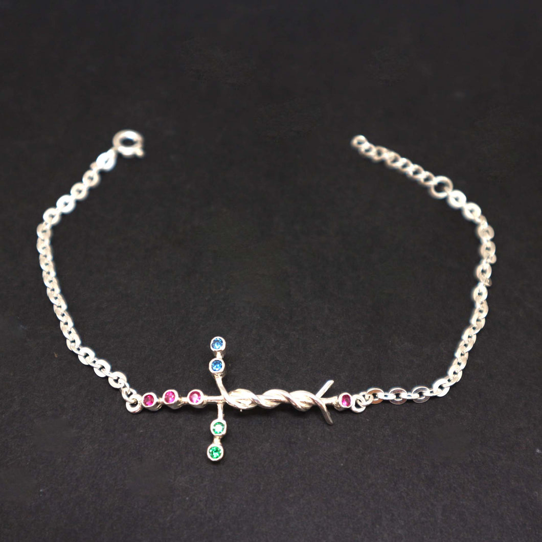 Silver Laminin Cross Bracelet