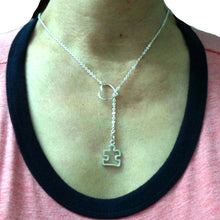 Load image into Gallery viewer, Silver Heart Puzzle Lariat Necklace
