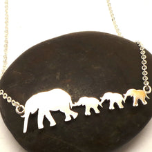 Load image into Gallery viewer, Silver Mother and 3 Daughters Elephant Necklace
