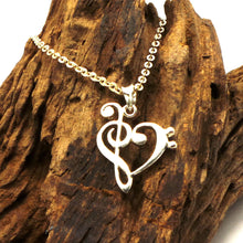Load image into Gallery viewer, Silver Music Note Heart Necklace

