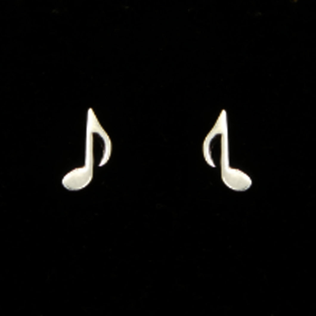 Silver Music Note Quaver Eighth Note Stud Earring