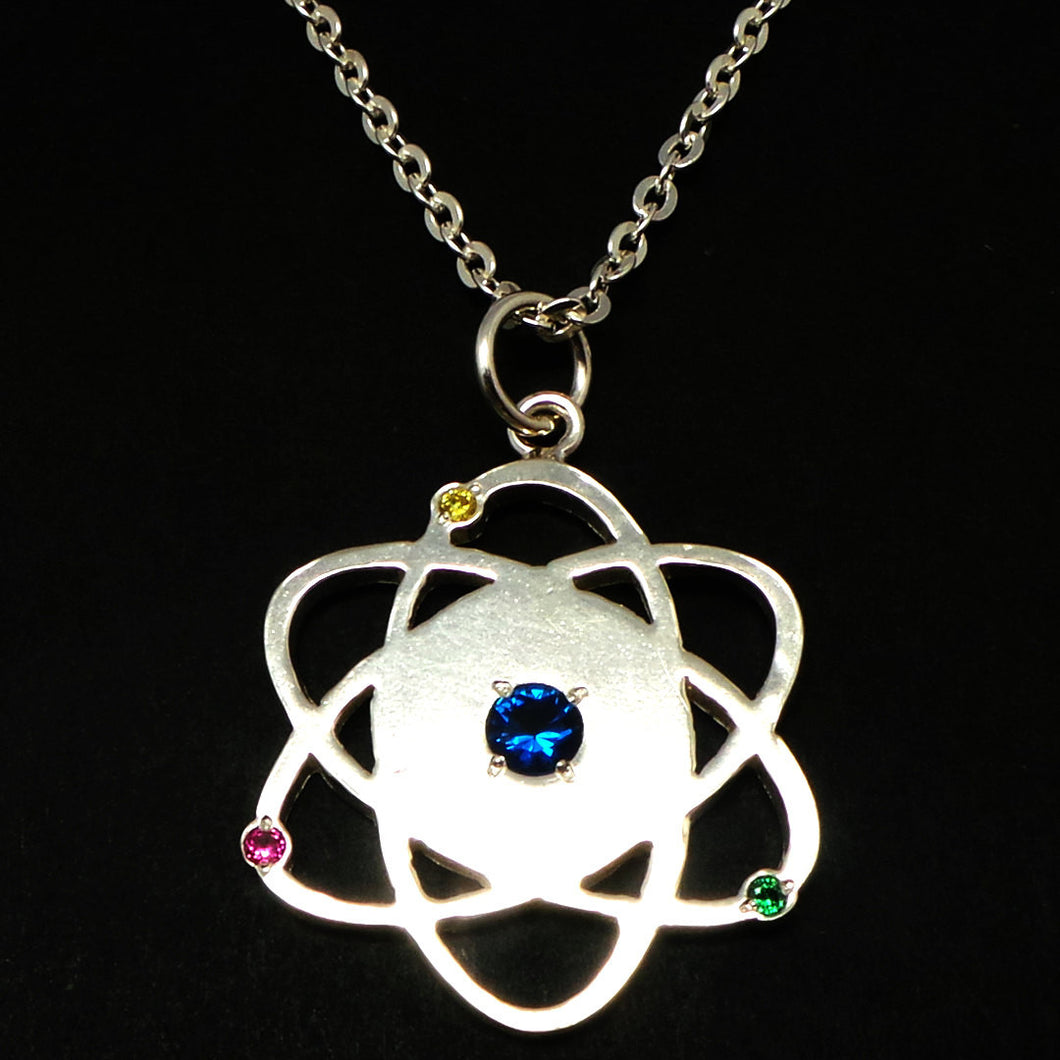 Silver Atom Symbol Necklace
