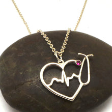 Load image into Gallery viewer, Silver Nurse HeartBeat Stethoscope Necklace

