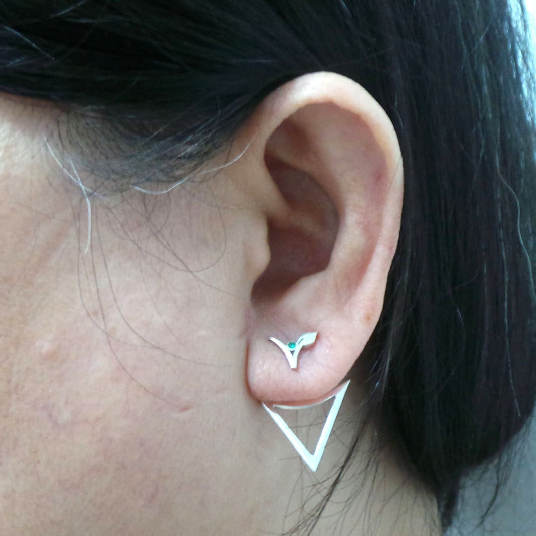 Silver Vegan Ear Jacket Stud Earring