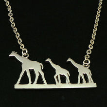 Load image into Gallery viewer, Silver Giraffe Mother and Child Necklace
