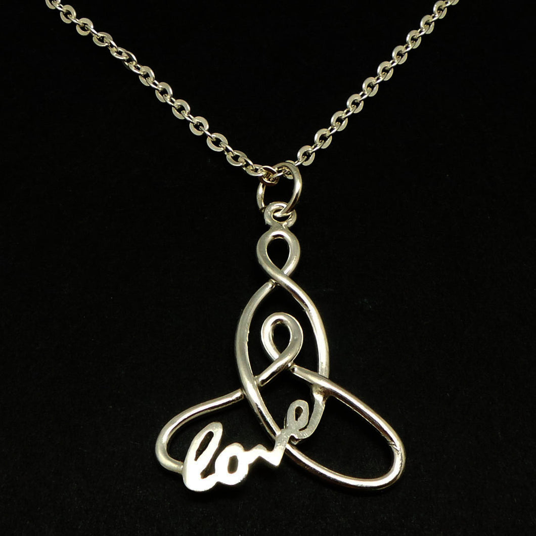Silver Celtic Knot Mother and Child Necklace