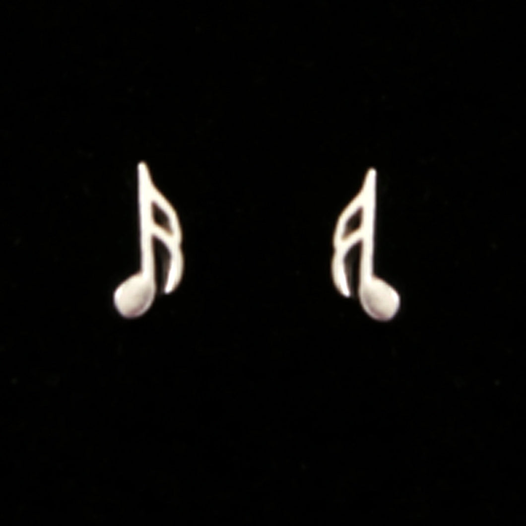 Silver Music Note Semiquaver Stud Earring