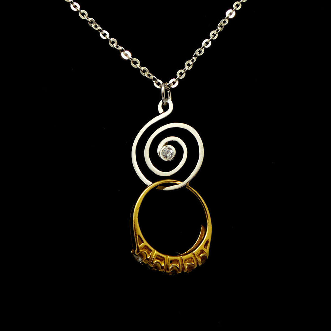 Silver Spiral Ring Holder Necklace