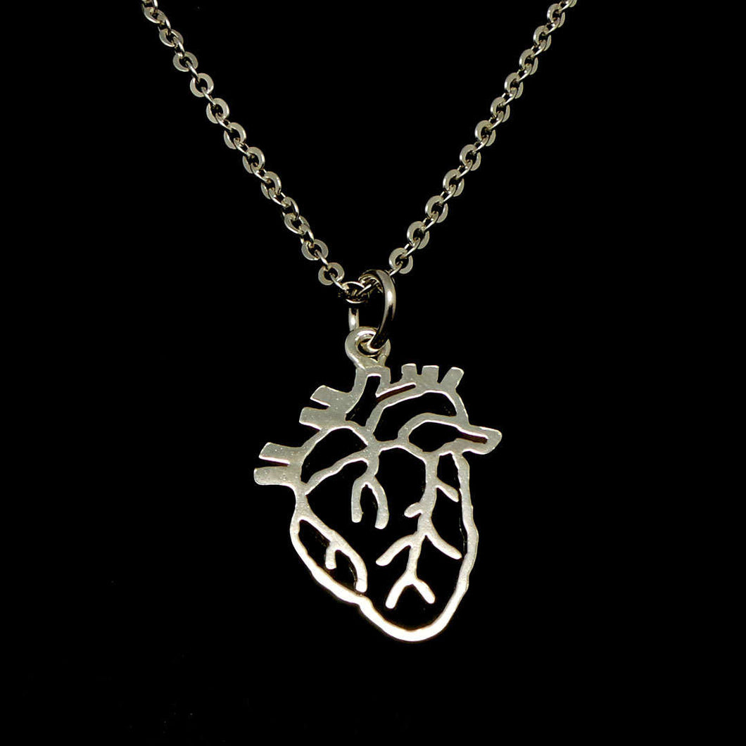 925 Silver Anatomical Heart Necklace
