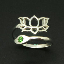 Load image into Gallery viewer, Namaste Yoga Lotus Silver Ring
