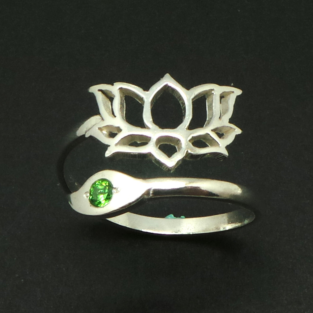 Namaste Yoga Lotus Silver Ring