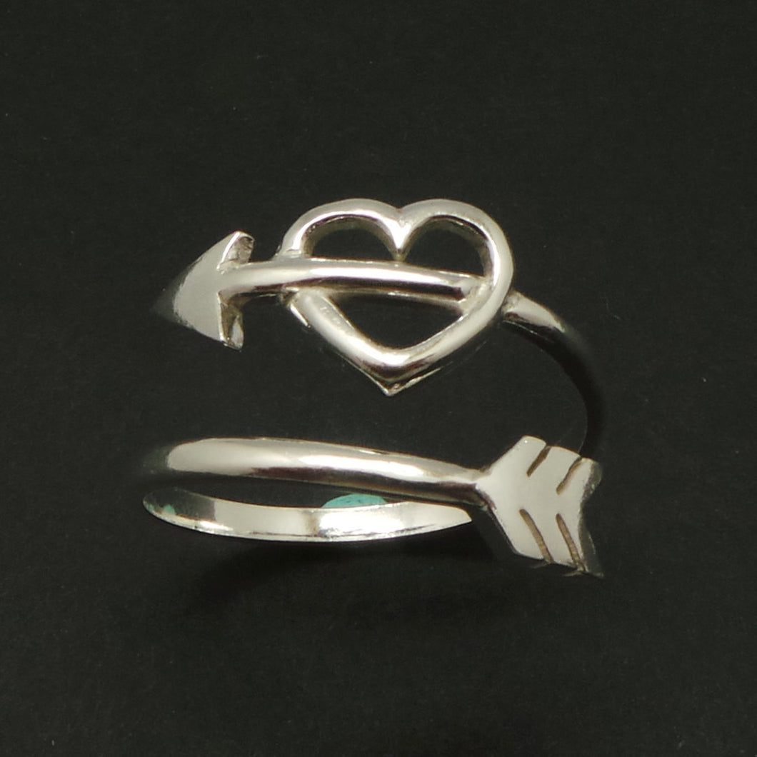 Silver Arrow Heart Ring