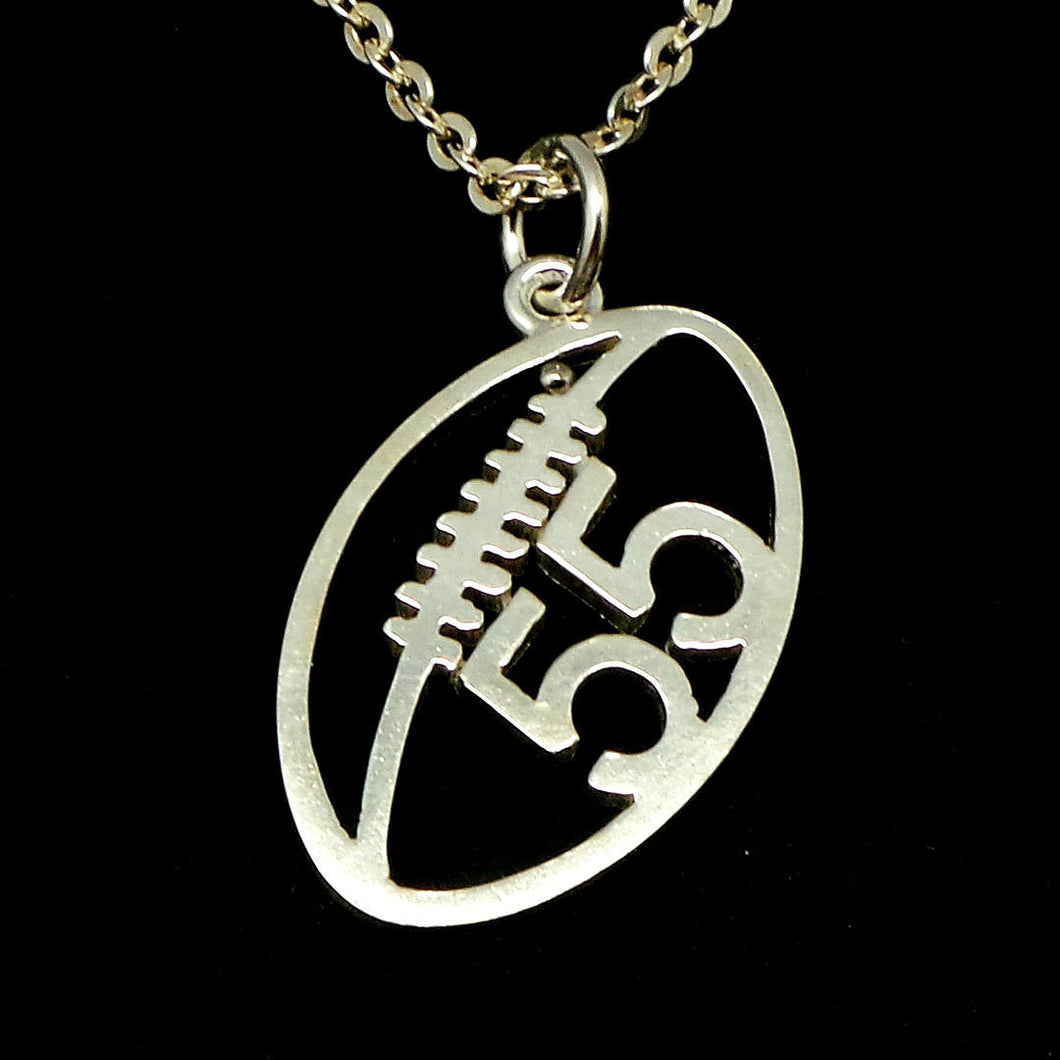 PERSONALIZED ENGRAVABLE GOLD FOOTBALL JERSEY CHARM NECKLACE WITH YOUR  NUMBER AND NAME