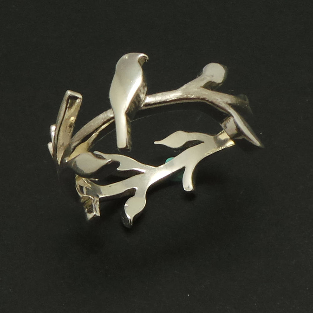 Silver Bird and Branch Ring