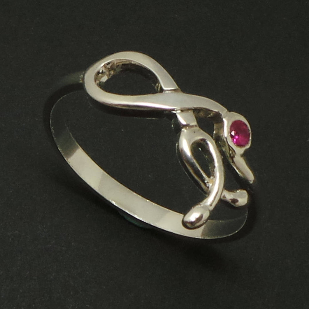 Silver Stethoscope Infinity Ring