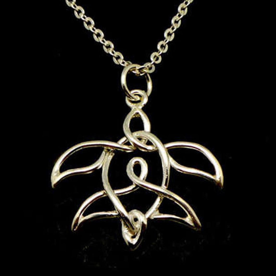 Silver Celtic Knot Turtle Necklace