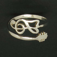 Load image into Gallery viewer, Silver Treble Clef Guitar Ring
