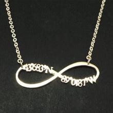 Load image into Gallery viewer, Latitude Longitude Coordinate Infinity Necklace
