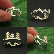 Load image into Gallery viewer, Silver Mountain Pine Tree Wave Ring
