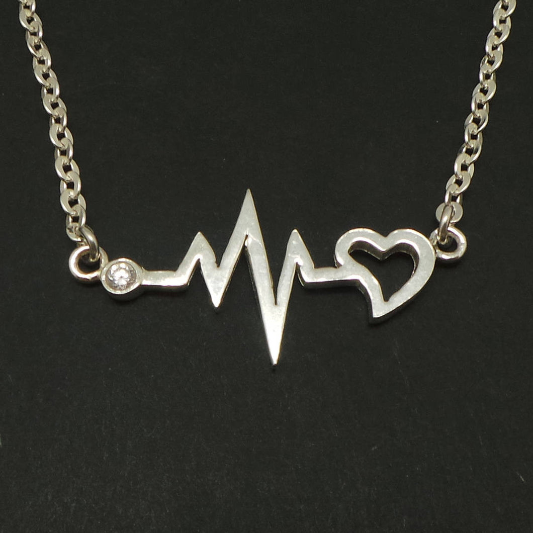 Silver Heartbeat Nurse Necklace