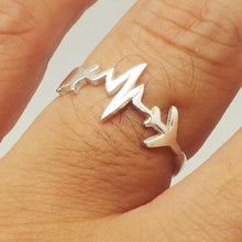 Load image into Gallery viewer, Silver Heartbeat Airplane Ring

