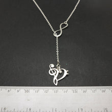 Load image into Gallery viewer, Double Infinity Music Note Lariat Necklace
