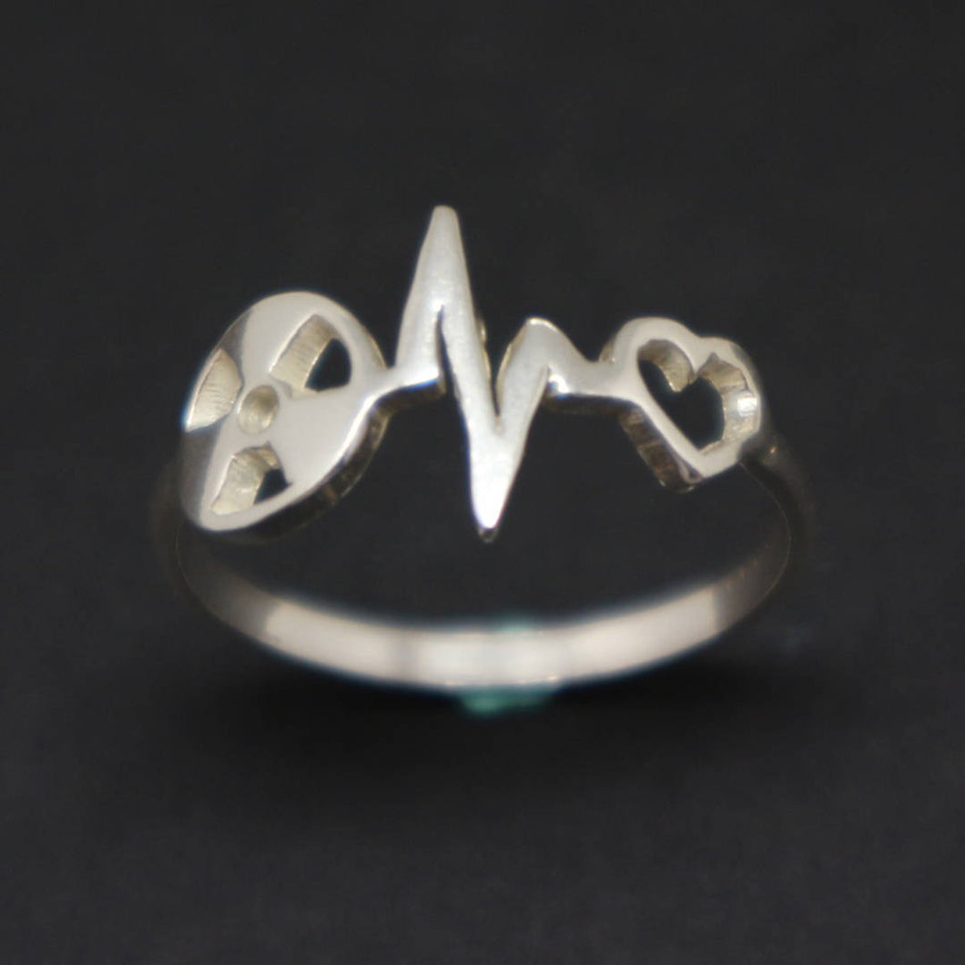 Silver Radiologic Technologist Heartbeat Ring