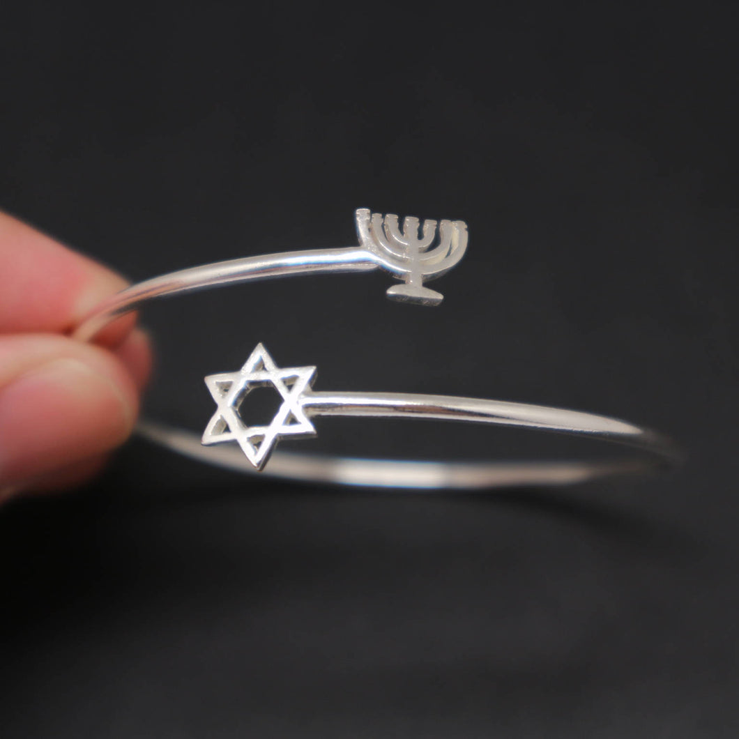 Silver Star of David Chanukah Bracelet