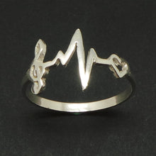 Load image into Gallery viewer, Treble Clef Music Note Heartbeat Ring
