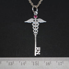 Load image into Gallery viewer, Nurse RN Caduceus Key Necklace

