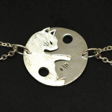 Load image into Gallery viewer, Silver Yin Yang Cat Couple Necklace Pendant
