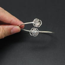 Load image into Gallery viewer, Silver Flower Rose Bracelet Bangle
