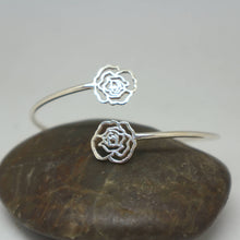 Load image into Gallery viewer, Silver Flower Rose Bracelet Bangle
