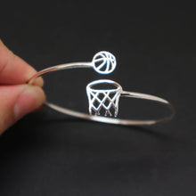 Load image into Gallery viewer, Silver Basketball Rim and Net Bracelet Bangle
