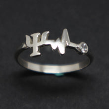 Load image into Gallery viewer, Silver Psychiatrist Heartbeat Doctor Ring
