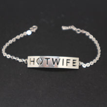 Load image into Gallery viewer, Silver Hotwife Bar Bracelet Bangle
