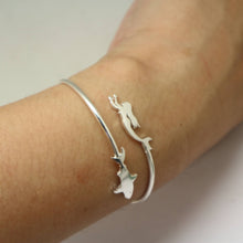 Load image into Gallery viewer, Silver Shark and Mermaid Bracelet Bangle
