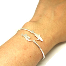 Load image into Gallery viewer, Silver Shark and Mermaid Bracelet Bangle
