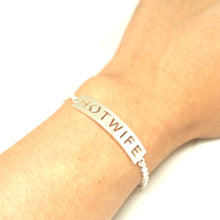 Load image into Gallery viewer, Silver Hotwife Bar Bracelet Bangle
