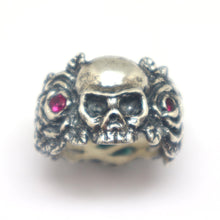 Load image into Gallery viewer, Silver Skull and Rose Ring
