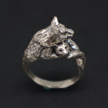 Load image into Gallery viewer, Mother Wolf Holding Cub Ring
