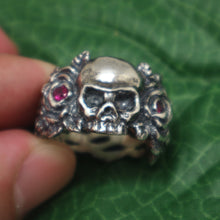 Load image into Gallery viewer, Silver Skull and Rose Ring
