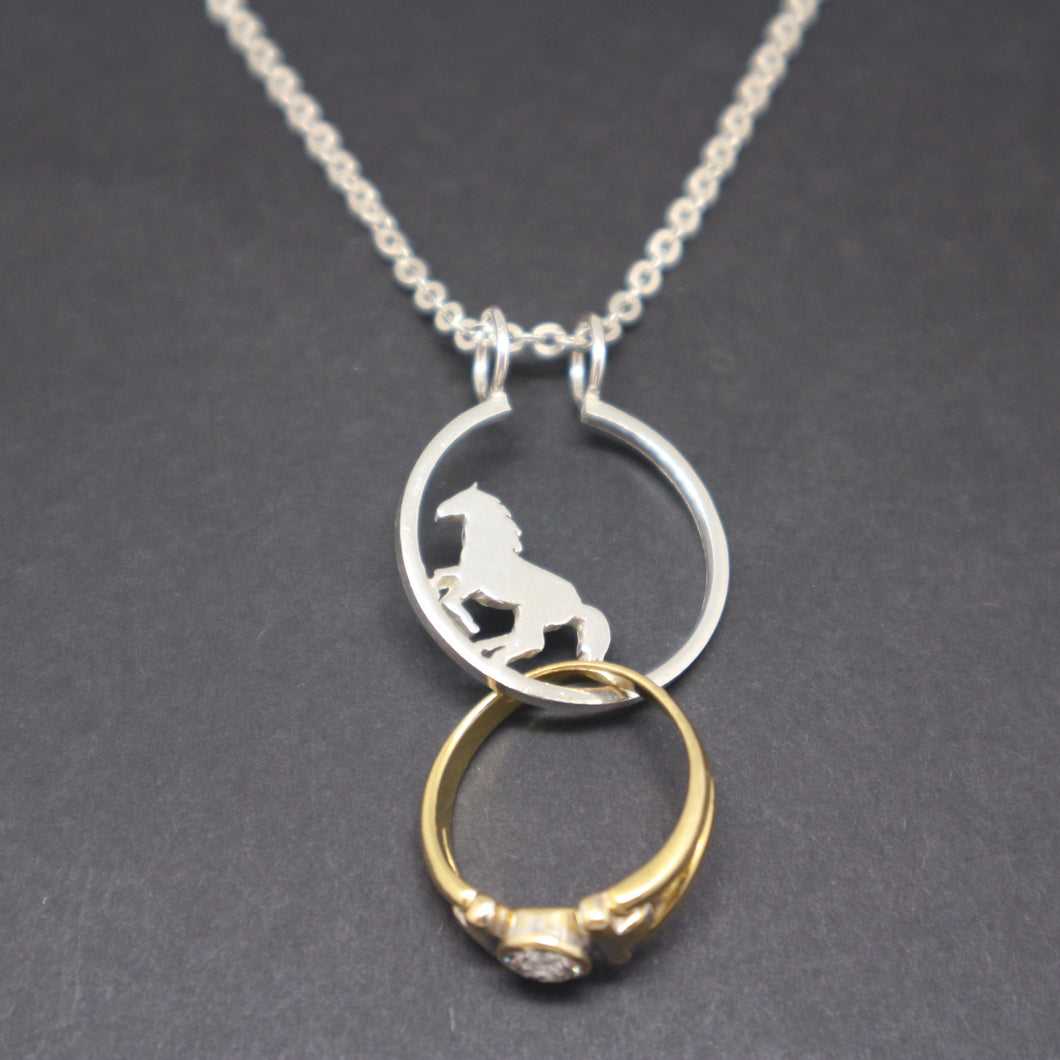 Silver Horse Ring Holder Necklace
