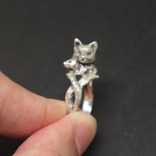 Load image into Gallery viewer, Mother Wolf Holding Cub Ring

