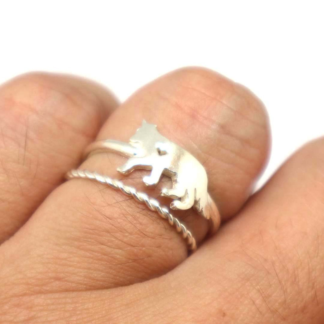 Silver Lone Wolf Ring
