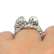 Load image into Gallery viewer, Silver Skeleton Kissing Women Ring
