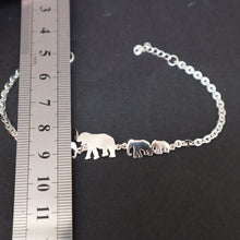Load image into Gallery viewer, Silver 5 Elephants Family Chain Bracelet

